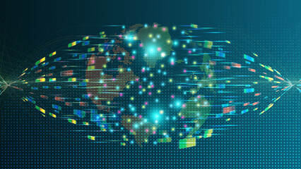 Obraz premium Big data vector background. Data funnel ai network. Big data background. Data funnel ai network. Quantum technology.