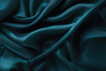Obraz premium Deep teal silk fabric drapes in soft folds (1)