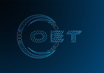 OET low poly letter logo vector design. OET lower poly logo design. Low poly logo.