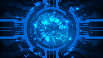 Digital hud technology abstract circuit board blue innovation concept on dark background