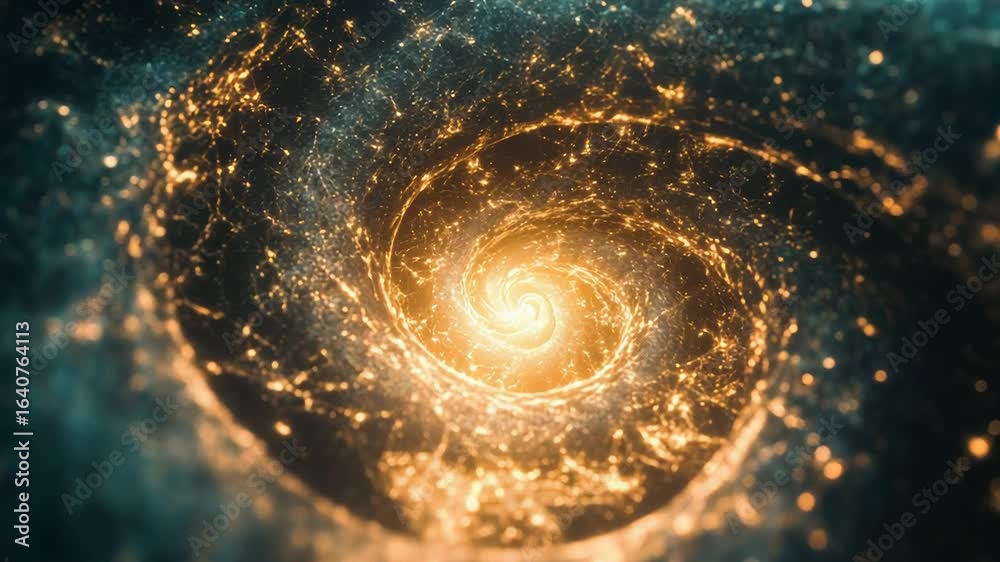Sticker golden swirling galaxy creating a cosmic vortex in the universe
