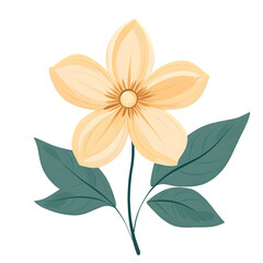 Fototapeta premium flowers and leaves Flat folk geometric style transparent background