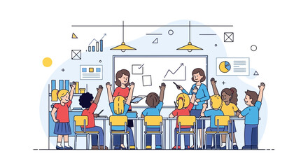 Enthusiastic Students Actively Participate in Engaging Classroom Lesson