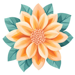 Fototapeta premium flowers and leaves Flat folk geometric style transparent background