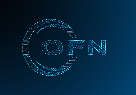 OFN low poly letter logo vector design. OFN lower poly logo design. Low poly logo.