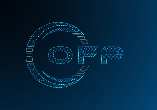 OFP low poly letter logo vector design. OFP lower poly logo design. Low poly logo.