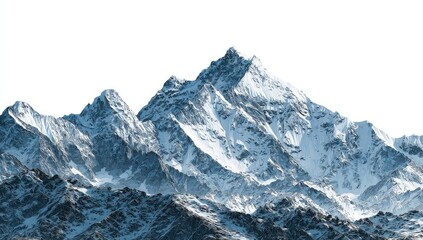 Obraz premium Snowy mountain range against white