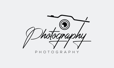 Photography script logo, modern camera signature logo icon