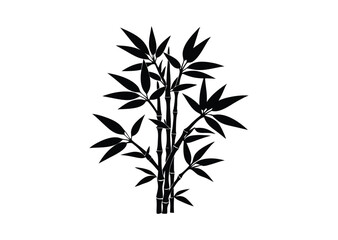 Fototapeta premium Bamboo silhouette black vector white background