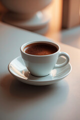 Fototapeta premium Dark Espresso in White Ceramic Cup