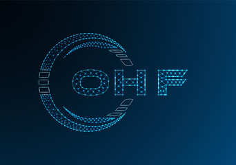 OHF low poly letter logo vector design. OHF lower poly logo design. Low poly logo.