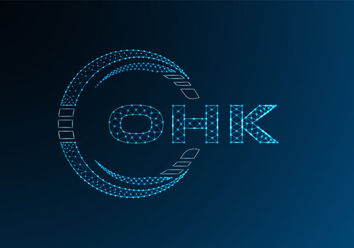 OHK low poly letter logo vector design. OHK lower poly logo design. Low poly logo.