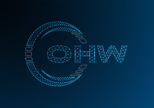 OHW low poly letter logo vector design. OHW lower poly logo design. Low poly logo.