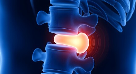 Spine Lumbar Disc Herniation in Blue, Sciatica Pain