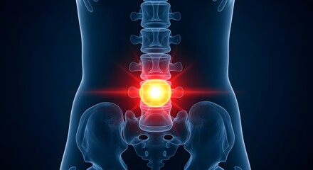 Human Spine Anatomy with Intense Red Pain Spot Illustration