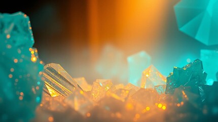 Naklejka premium Stunning crystal formations glowing with vibrant light create a captivating abstract background perfect for modern design projects
