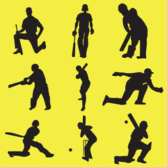 Diverse cricket players in action and poses collection