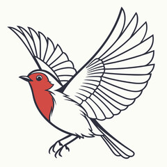 Obraz premium Stylized illustration of a European Robin in flight with outstretched wings