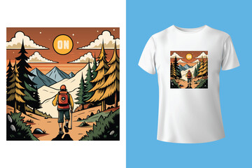 Outdoor Adventure Traveler, and Forest Outdoor Adventure, and Vintage T-shirt Design and Typography Lettering, Print, Vector, Illustration Design.