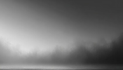 Misty forest landscape in grayscale
