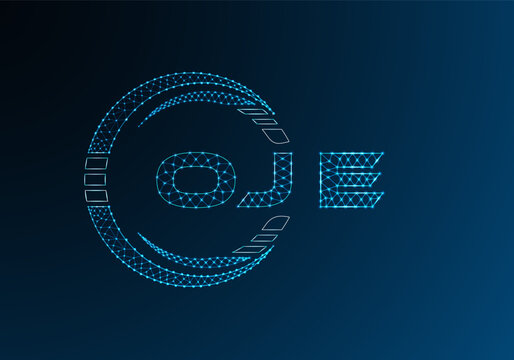 OJE low poly letter logo vector design. OJE lower poly logo design. Low poly logo.