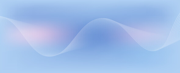 Abstract blue gradient background with shining lines waves. Minimalist background for banner, poster, cover, brochure, flyer, website, eps10