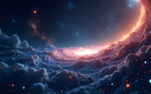 Time-Space Distortion: Abstract Visualization of Spacetime Continuum Curvature. Generative AI. High quality