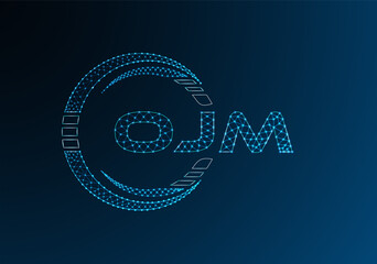 OJM low poly letter logo vector design. OJM lower poly logo design. Low poly logo.