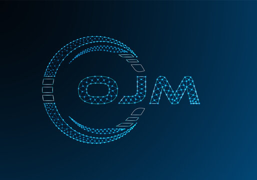 OJM low poly letter logo vector design. OJM lower poly logo design. Low poly logo.