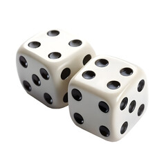 Two white dice isolated on transparent background