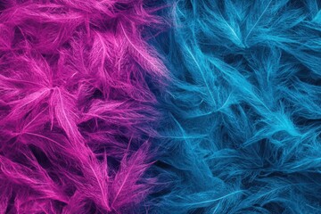 Obraz premium A vibrant, abstract image showcasing contrasting textures in pink and blue fibers, creating a visually striking and colorful composition.