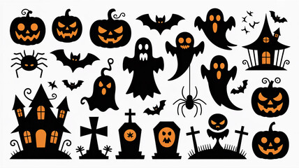 Obraz premium Halloween Icons Vector Clipart – Spooky Halloween Design Elements