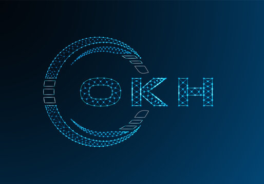 OKH low poly letter logo vector design. OKH lower poly logo design. Low poly logo.