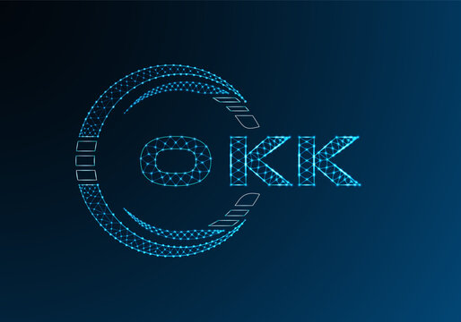 OKK low poly letter logo vector design. OKK lower poly logo design. Low poly logo.