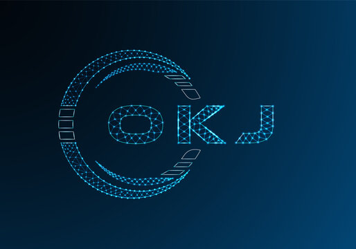 OKJ low poly letter logo vector design. OKJ lower poly logo design. Low poly logo.