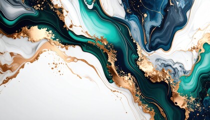 Luxury marble abstract in teal, navy, white, and gold