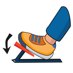 Cartoon Illustration Foot Pressing Down on Car Pedal 