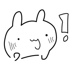 Cartoon Illustration Minimalist hand drawn bunny angry line art.