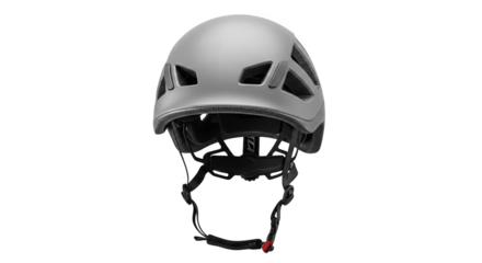 Sleek and modern light grey protective helmet viewed from the front angle.