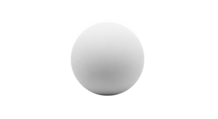 A photorealistic white sphere with a rough texture floats in empty space.