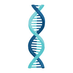 Stylized double helix DNA molecule illustration, teal and blue gradient.