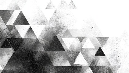 Abstract monochrome triangular pattern with textured overlay
