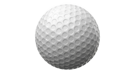 A pristine white golf ball showcases its intricate dimpled surface details.