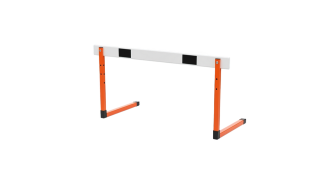 A single hurdle stands ready, a symbol of challenges in a stylized design.