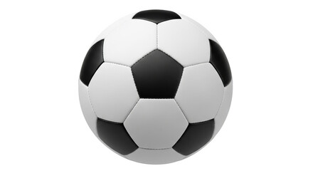 Detailed view of a black and white soccer ball with classic pentagon design.