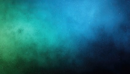 Abstract nebula-like background with a gradient of teal and blue hues and speckled texture