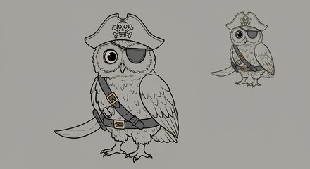 Naklejka premium Owl pirate illustration