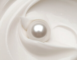 Elegant pearl in creamy white texture. Perfect for beauty, skincare, luxury, cosmetic themes. Smooth, pure, sophisticated. High-end concept.
