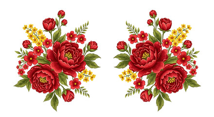 Beautiful floral bouquet arrangement isolated on transparent background