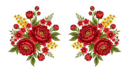 Beautiful floral bouquet arrangement isolated on transparent background